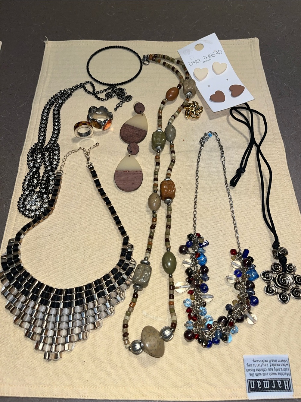 Misc Jewelry Lot- earrings, necklaces, rings, brooch, bangle